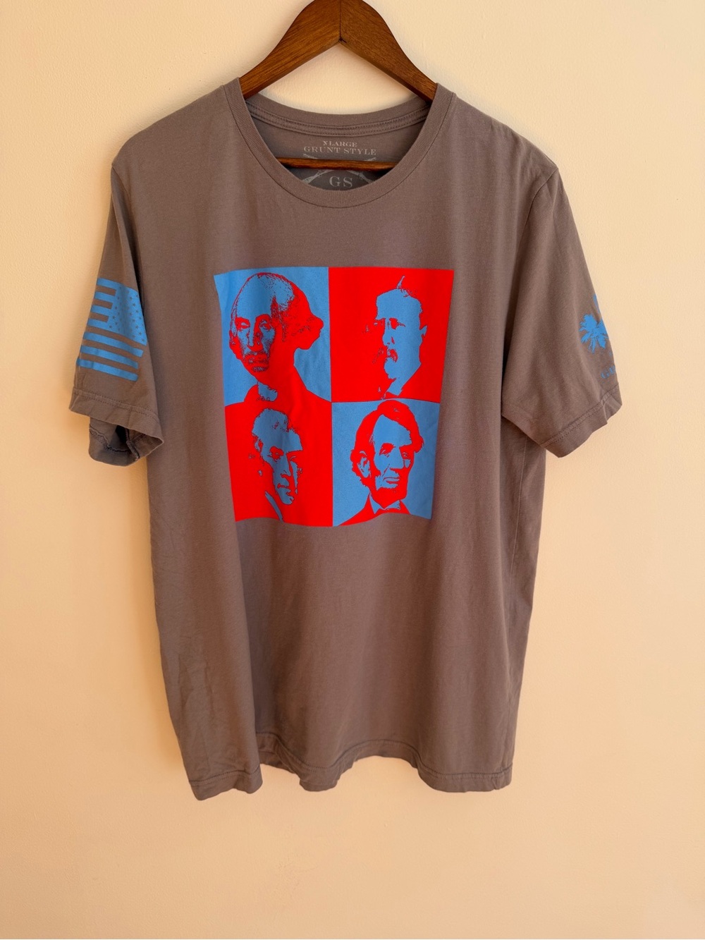Grunt Style Club Mount Rushmore Pop Art Presidents Graphic T-Shirt Gray XL